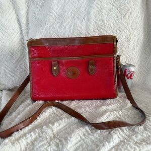 Red and Brown Leather Crossbody Bag
